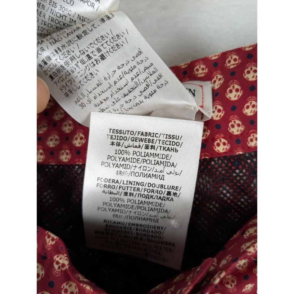 NWOT Alexander McQueen Skull Print‎ Swim Trunks Mens L Red Made in Italy Shorts